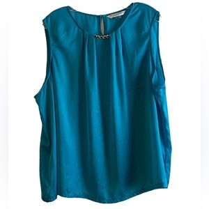 Peter Nygard Women Sleeveless Blue Flowy Top